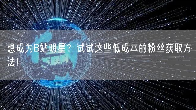 想成为B站明星？试试这些低成本的粉丝获取方法！
