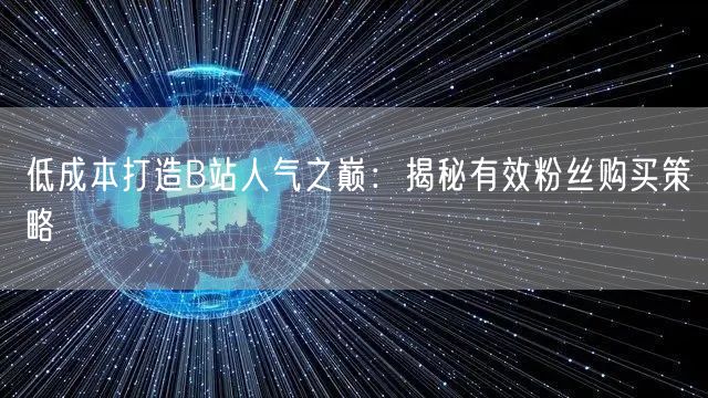 低成本打造B站人气之巅：揭秘有效粉丝购买策略