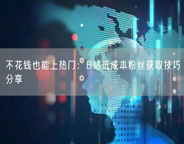 不花钱也能上热门：B站低成本粉丝获取技巧分享