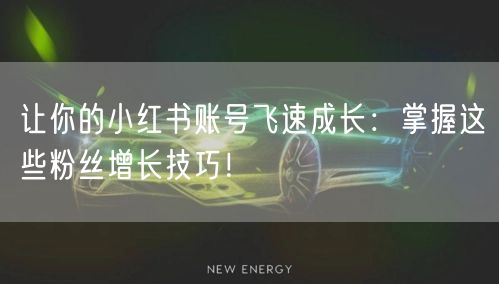 让你的小红书账号飞速成长：掌握这些粉丝增长技巧！