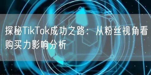 探秘TikTok成功之路：从粉丝视角看购买力影响分析