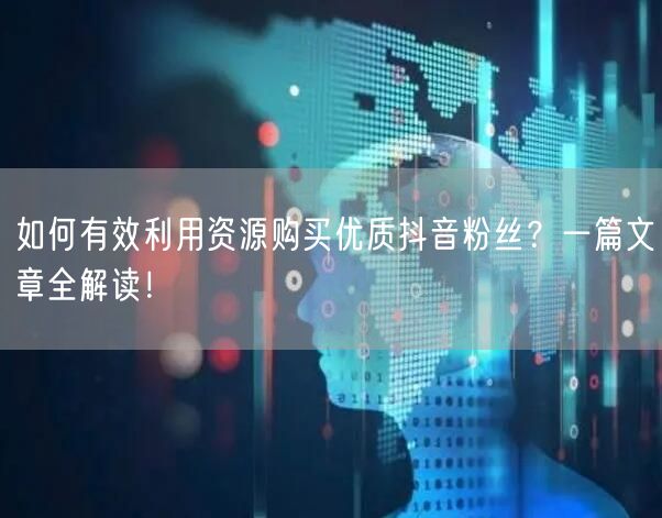 如何有效利用资源购买优质抖音粉丝？一篇文章全解读！