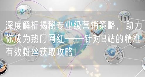 深度解析揭秘专业级营销策略，助力你成为热门网红——针对B站的精准有效粉丝获取攻略
