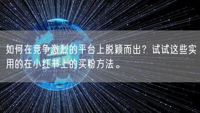 如何在竞争激烈的平台上脱颖而出？试试这些实用的在小红书上的买粉方法。