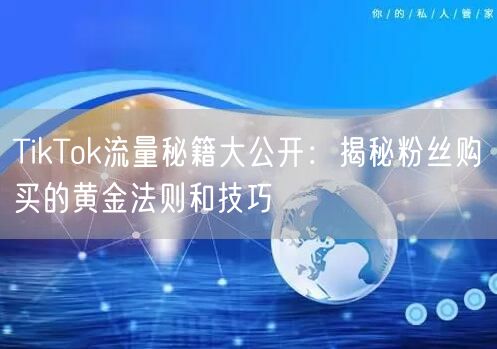 TikTok流量秘籍大公开：揭秘粉丝购买的黄金法则和技巧