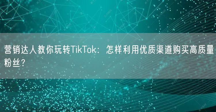 营销达人教你玩转TikTok：怎样利用优质渠道购买高质量粉丝？