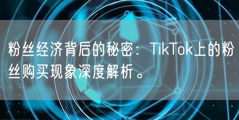 粉丝经济背后的秘密：TikTok上的粉丝购买现象深度解析。