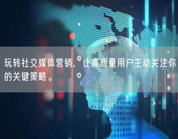 玩转社交媒体营销，让高质量用户主动关注你的关键策略。