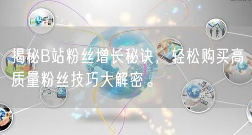 揭秘B站粉丝增长秘诀，轻松购买高质量粉丝技巧大解密。