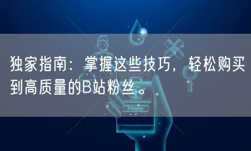 独家指南：掌握这些技巧，轻松购买到高质量的B站粉丝。