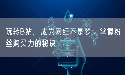 玩转B站，成为网红不是梦：掌握粉丝购买力的秘诀