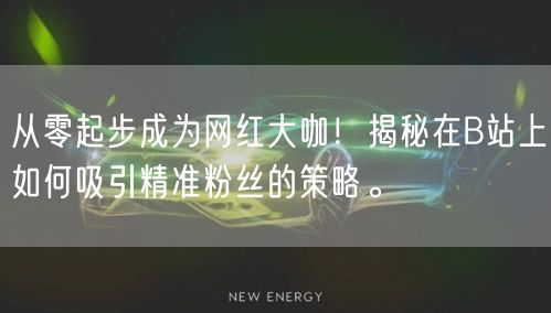 从零起步成为网红大咖！揭秘在B站上如何吸引精准粉丝的策略。