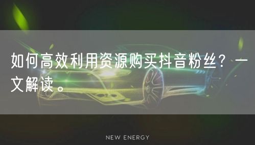 如何高效利用资源购买抖音粉丝？一文解读。