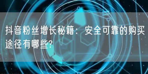 抖音粉丝增长秘籍：安全可靠的购买途径有哪些?