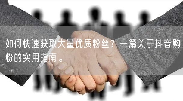 如何快速获取大量优质粉丝？一篇关于抖音购粉的实用指南。