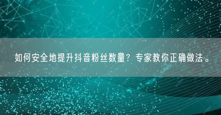如何安全地提升抖音粉丝数量？专家教你正确做法。