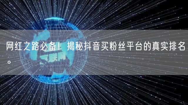 网红之路必备！揭秘抖音买粉丝平台的真实排名。