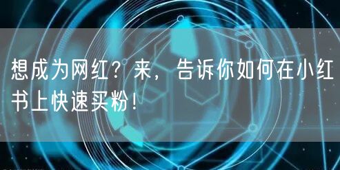 想成为网红？来，告诉你如何在小红书上快速买粉！
