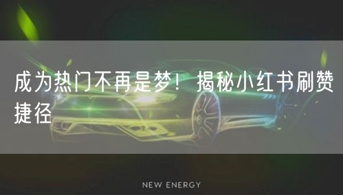 成为热门不再是梦！揭秘小红书刷赞捷径